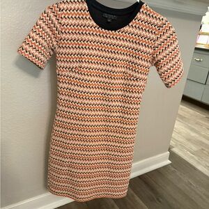 Topshop Orange and Black Zigzag Mini Dress